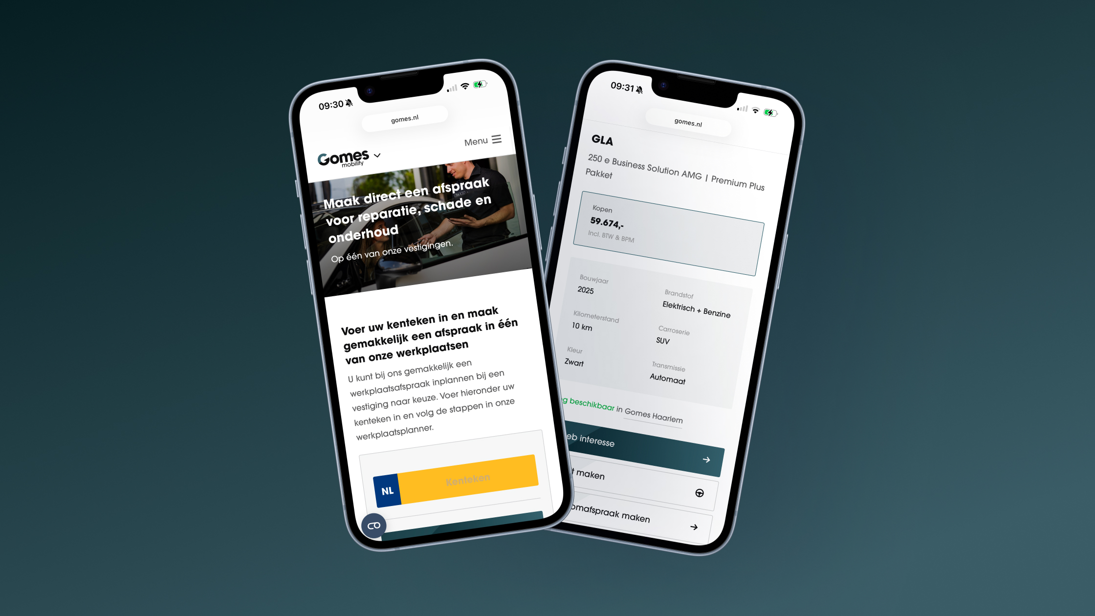 Mock up mobiele versie gomes website